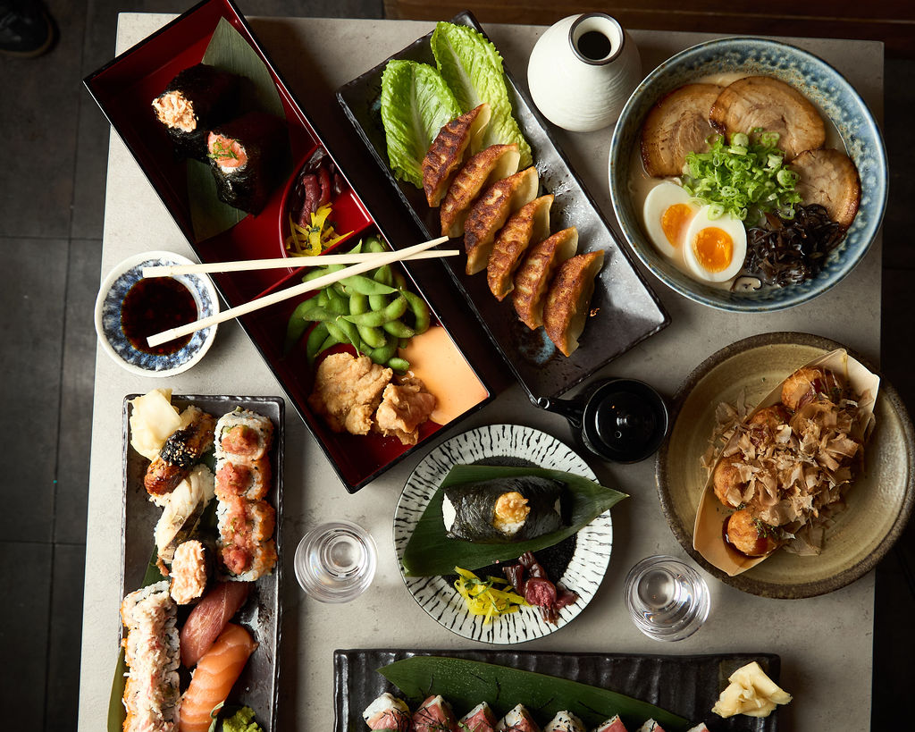 Japanese food spread